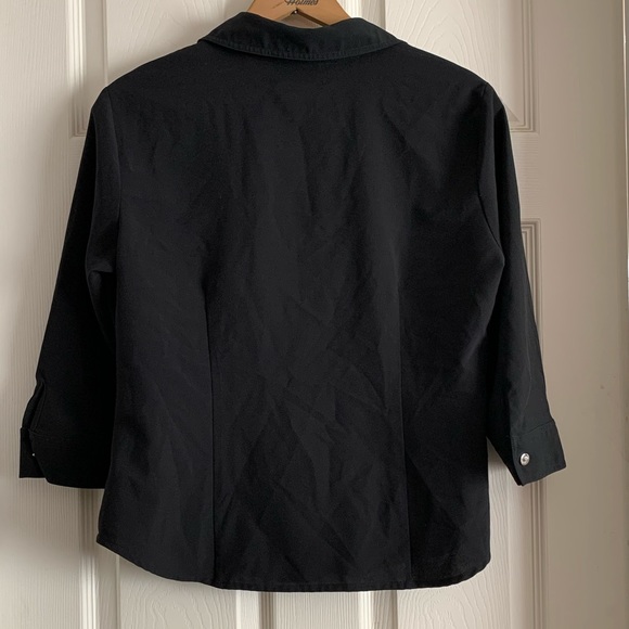 Cathy Che Stretch Black Button Down Blouse Size M-L - Picture 9 of 15